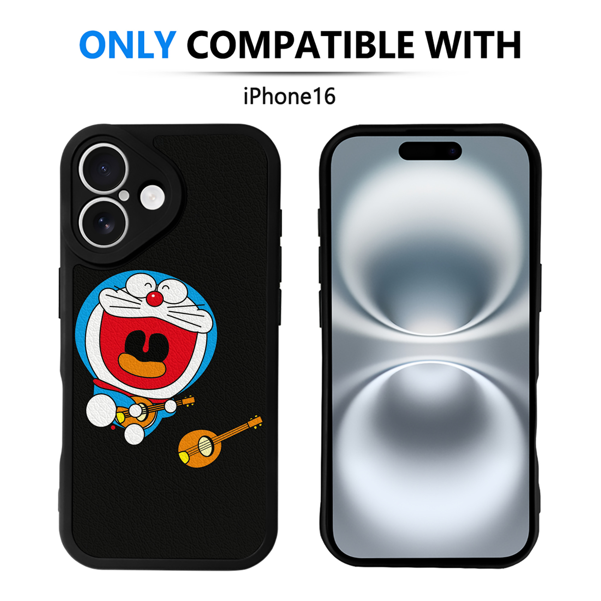 （画像用） ドラえもん Doraemon 【iPhone 16シリーズ対応】シリコンスマホケース（レザー調） 材質：シリコン